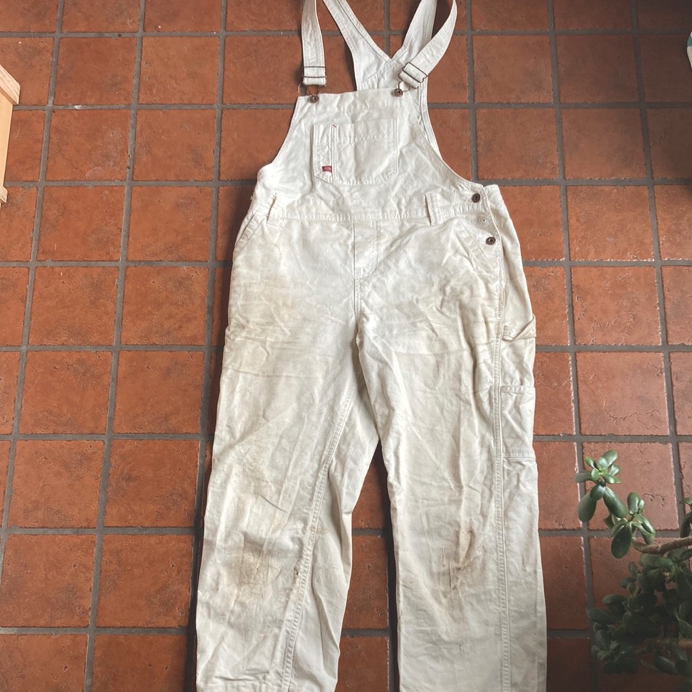 Broken in/worn white dickies overalls!